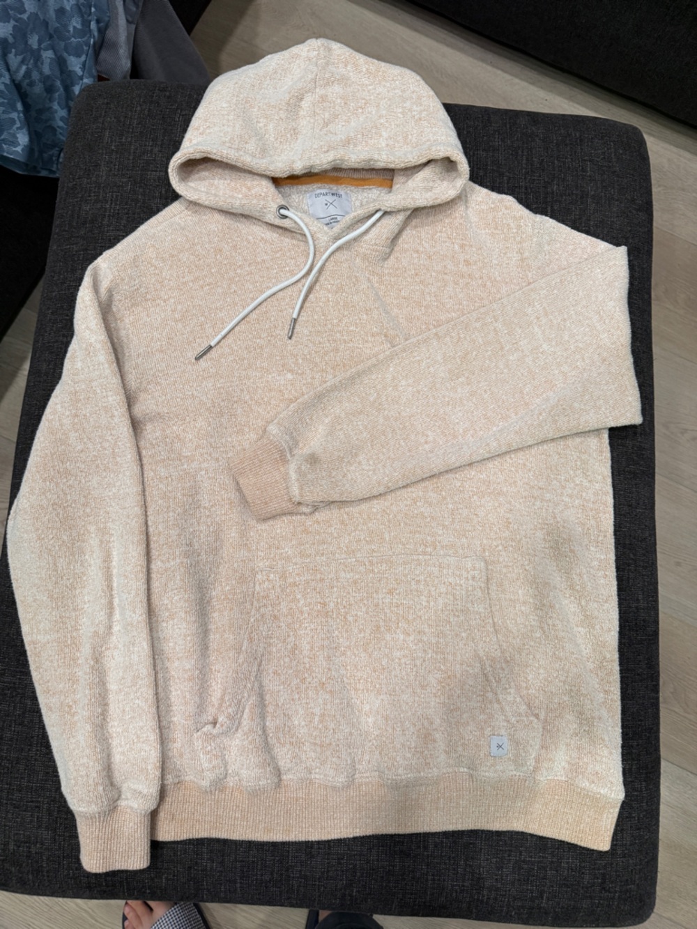 Men's Lightweight Hooded sweatshirt in heathered peach color
